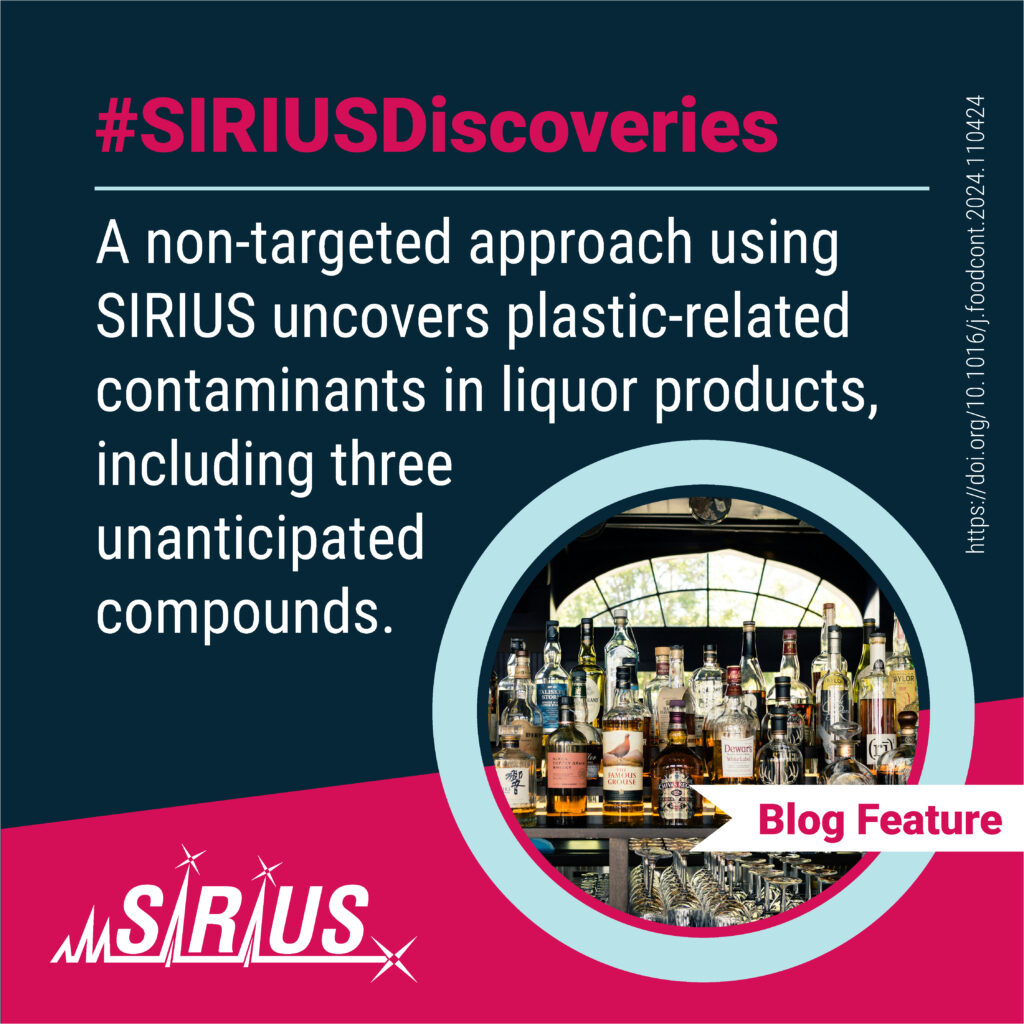 A non-targeted approach using SIRIUS uncovers plastic-related contaminants in liquor products, including three unanticipated compounds.