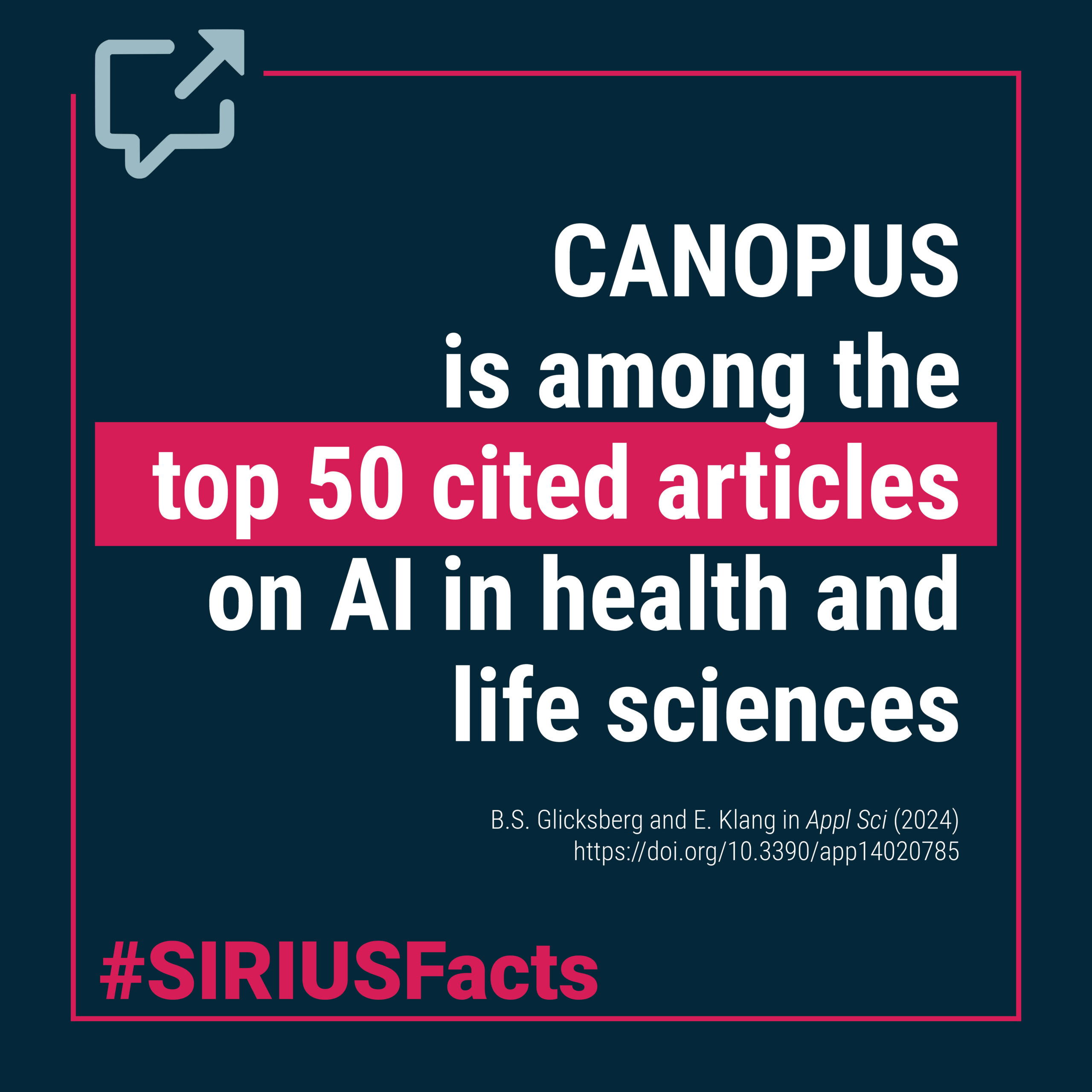 CANOPUS is among the top 50 cited articles on AI in health and life sciences.